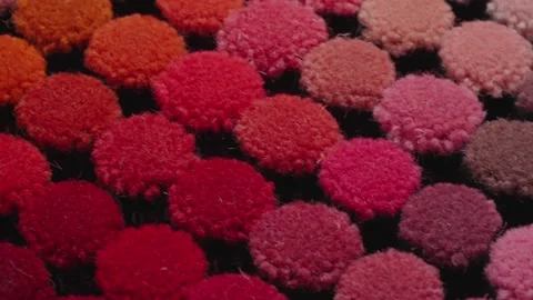 Collection of colorful carpet pile samples on tray moving in isometric view. Stock Footage 292524193