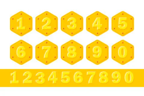 Collection colorful children numbers. Vector flat illustrations. Children's a Stock Illustration