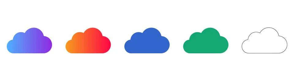 Collection of Colorful Cloud Computing Icons Illustration