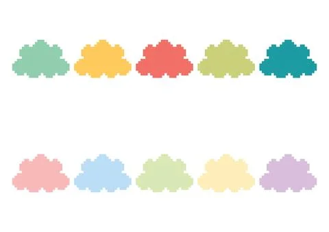 Collection of colorful clouds with pixel theme style Stock Illustration