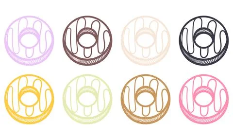 Collection of colorful donuts modern version Stock Illustration