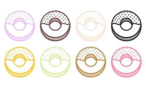 Collection of colorful donuts new version Stock Illustration