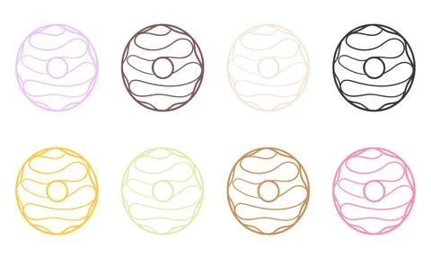 Collection of colorful donuts old version Stock Illustration