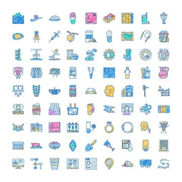 Collection of colorful doodle scribble icons and symbols Stock Illustration