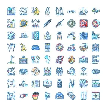 Collection of colorful doodle style multi topic icons イラスト素材