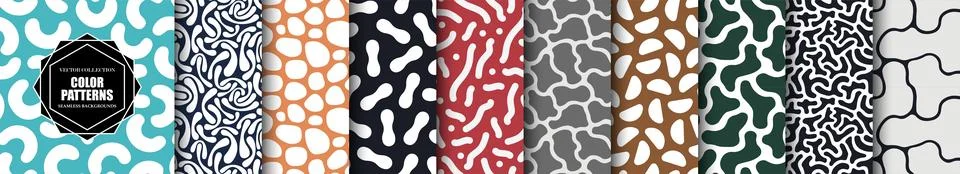 Collection of colorful drawing seamless artwork patterns. Creative structure Иллюстрация