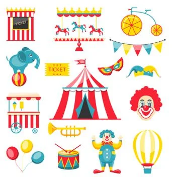 Collection Colorful Elements for Circus and Carnival イラスト素材