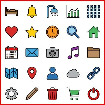 Collection of Colorful Flat Design Web and Mobile Application Icons. Illustrazione stock