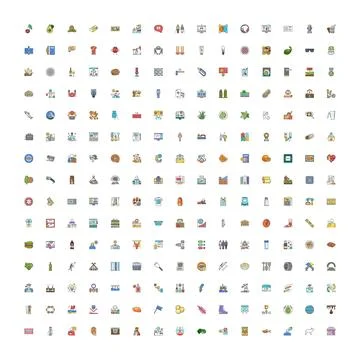 Collection of colorful flat line web icons 스톡 일러스트