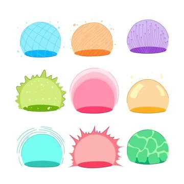 Collection of colorful game magic shield energy bubbles Stock Illustration