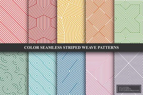 Collection of colorful geometric patterns. Vector striped fabric tileable Illustrazione stock