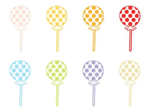 Collection of colorful hand drawn candy stick drawings free version Stock Illustration