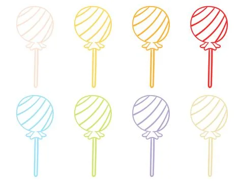Collection of colorful hand drawn candy stick drawings Stock Illustration