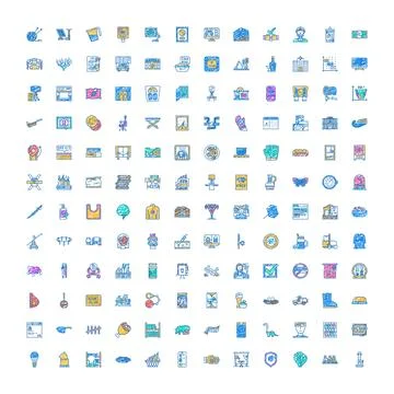 Collection of colorful hand drawn scribble icons 스톡 일러스트