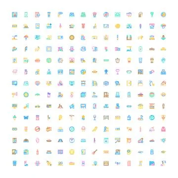 Collection of colorful linear interface ui icon set Stockillustratie