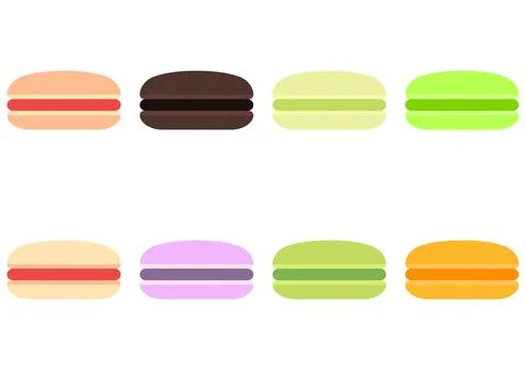 A collection of colorful macaroon illustrations Illustrazione stock