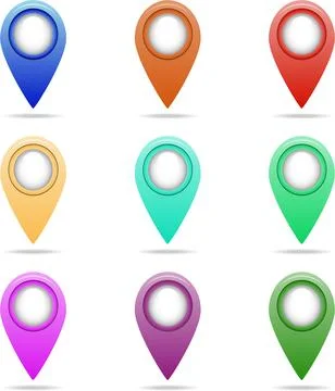 Collection of colorful map pointer pins location markers icons set vector 스톡 일러스트