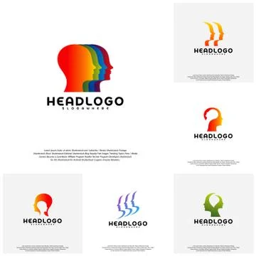 Collection Colorful Mind logo vector, Head intelligence logo designs concept  스톡 일러스트