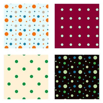 Collection of Colorful Modern Polka Dot Seamless Patterns Stock Illustration
