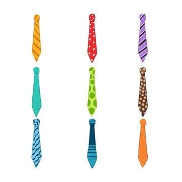 Collection of colorful neckties with different patterns Stock Illustration