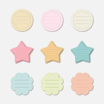 A collection of colorful note paper sheets with a curled corner, ready for your Stock Illustration