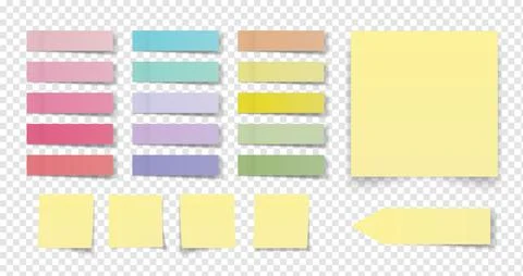 Collection of colorful note papers or post stickers or post notes with curl.. Stock-Illustration