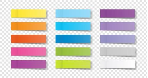 Collection of colorful note papers or post stickers or post notes with curl.. Stock Illustration