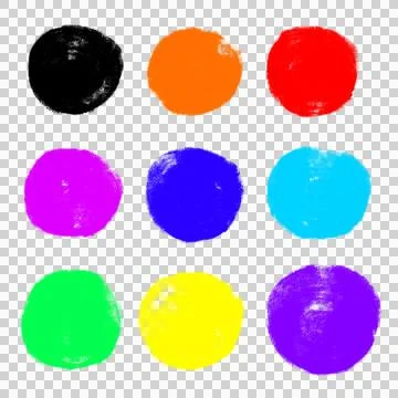 Collection of colorful painted circles Stock Illustration