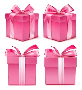 Collection of Colorful Pink Pattern Gift Box with Ribbon and Bow Stock Illustration