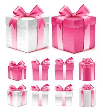 Collection of Colorful Pink Pattern Gift Box Stock Illustration