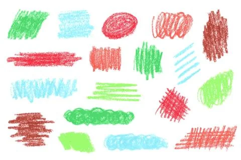 Collection of colorful scribbles on a white background Stock Illustration