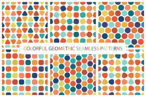 Collection of colorful seamless geometric patterns. Ilustração Stock