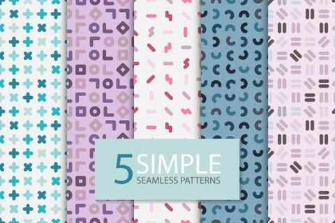 Collection of colorful seamless memphis patterns. Simple geometric backgrounds イラスト素材