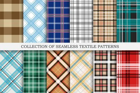 Collection of colorful seamless textile patterns - geometric striped design Иллюстрация