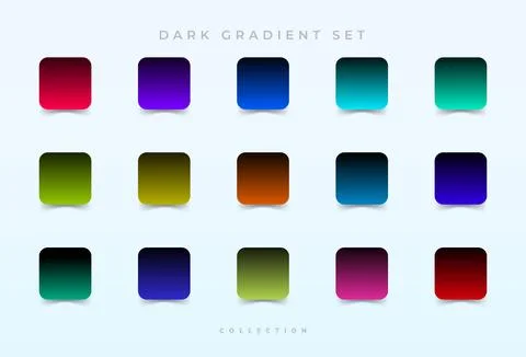 Collection of colorful smooth dark gradient backgrounds for graphic design Stock Illustration