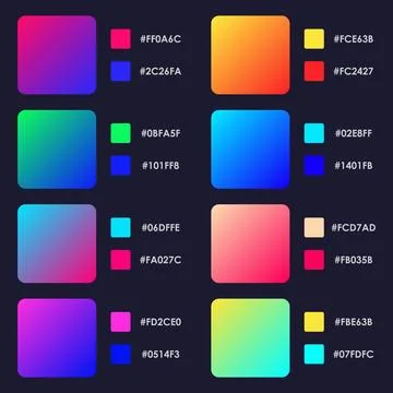 Collection of colorful smooth gradient background for graphic design. Stock Illustration