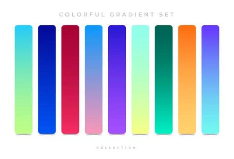 Collection of colorful smooth gradient backgrounds for graphic design Stock Illustration