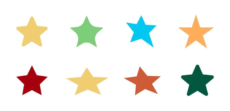 Collection of Colorful Solid Star Icons for Kids Rewards Stock Illustration