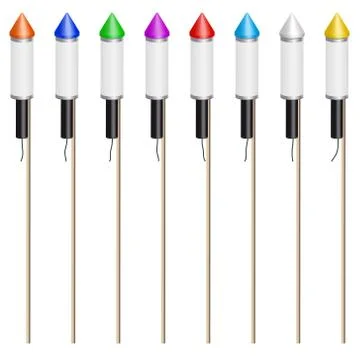 Collection of Colourful Blank Vector Firework Rockets - Set Illustrazione stock