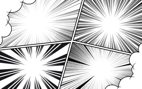 Collection of comic book page templates. Black and white retro pop art fram.. Illustrazione stock