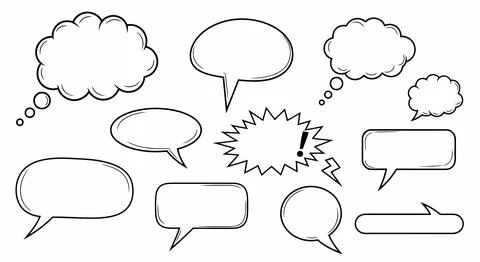 A collection of comic book style speech bubbles Stock Illustration
