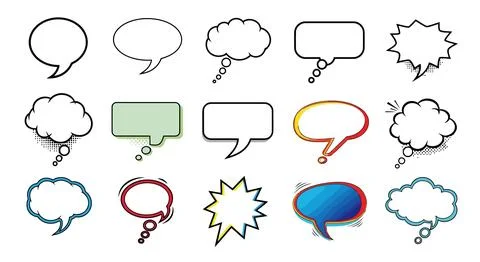 A collection of comic book style speech bubbles Stock Illustration