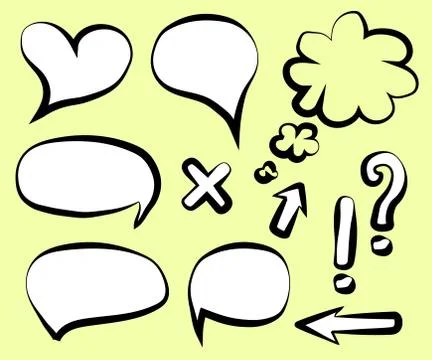 Collection of comic bubbles on background. Sketch. Stock Illustration