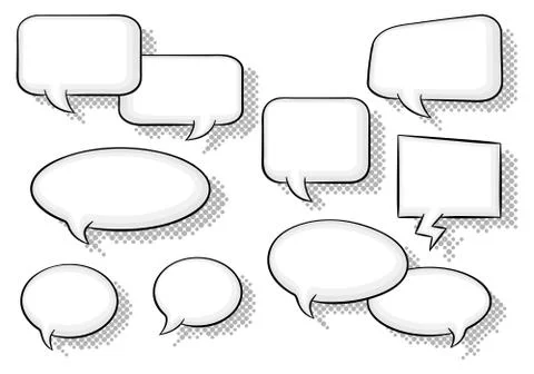 Collection of comic style speech bubbles Stock Illustration