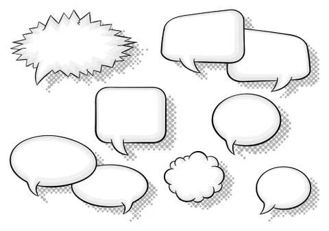 Collection of comic style speech bubbles Stock Illustration