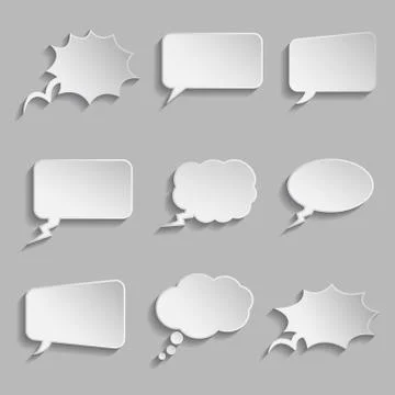 Collection of comic style thought bubbles - 3D look Stock Illustration