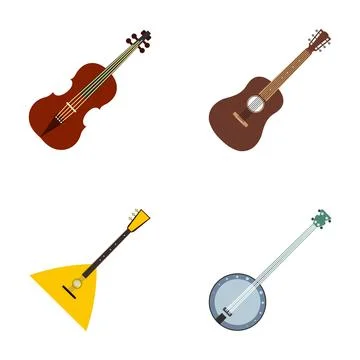Collection of common stringed musical instruments 스톡 일러스트