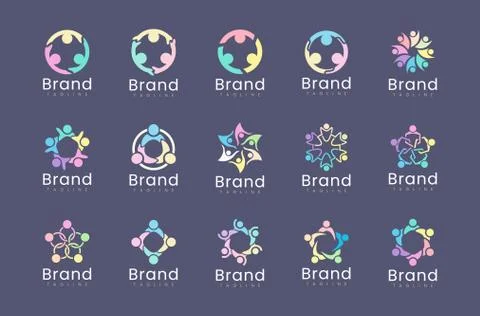 Collection of community logo design templates Stock Illustration