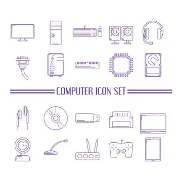 Collection of computer icons Stock Illustration