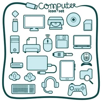 Collection of computer icons Illustrazione stock